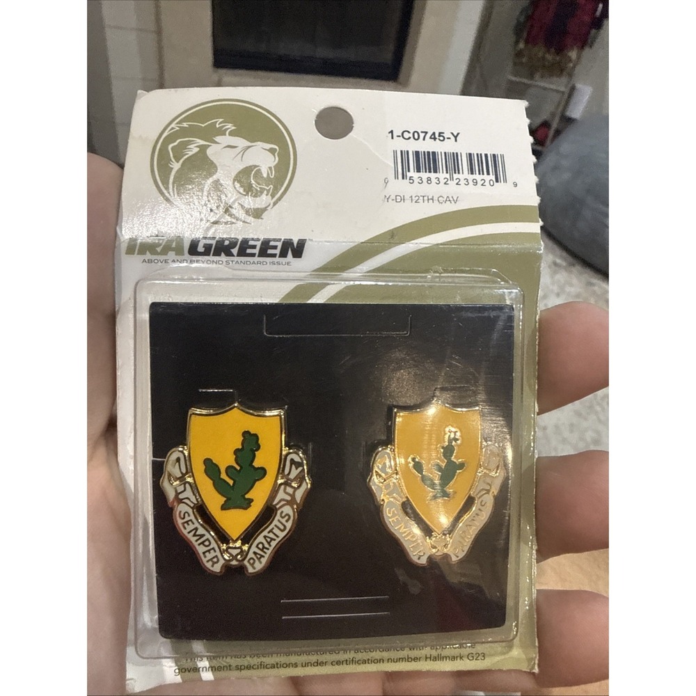 Original US Army Distinctive Insignia DI DUI Pair 12 Cavalry 1451 - Picture 1 of 1